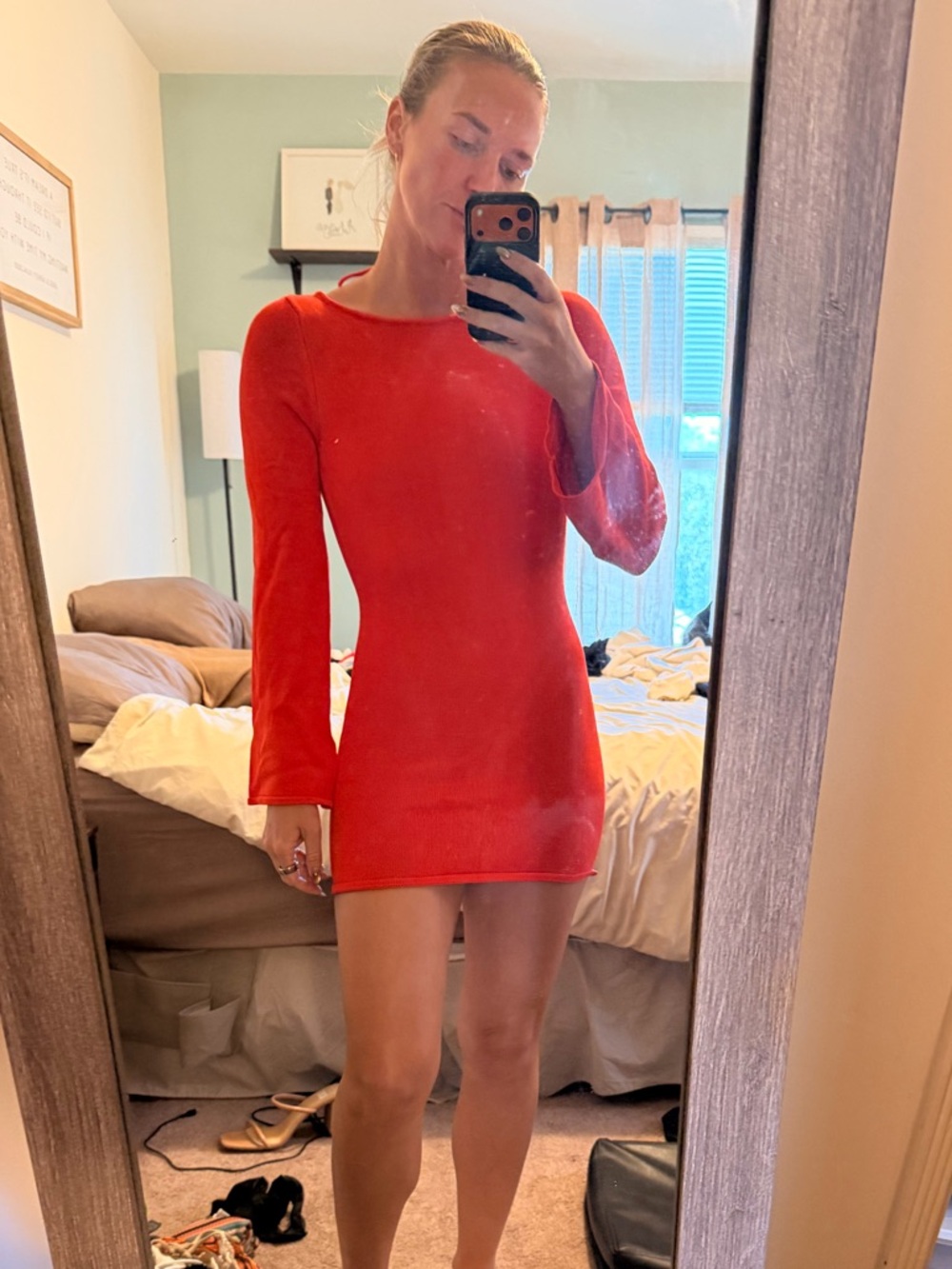 PQ Swim Red Long-Sleeve Mini Dress